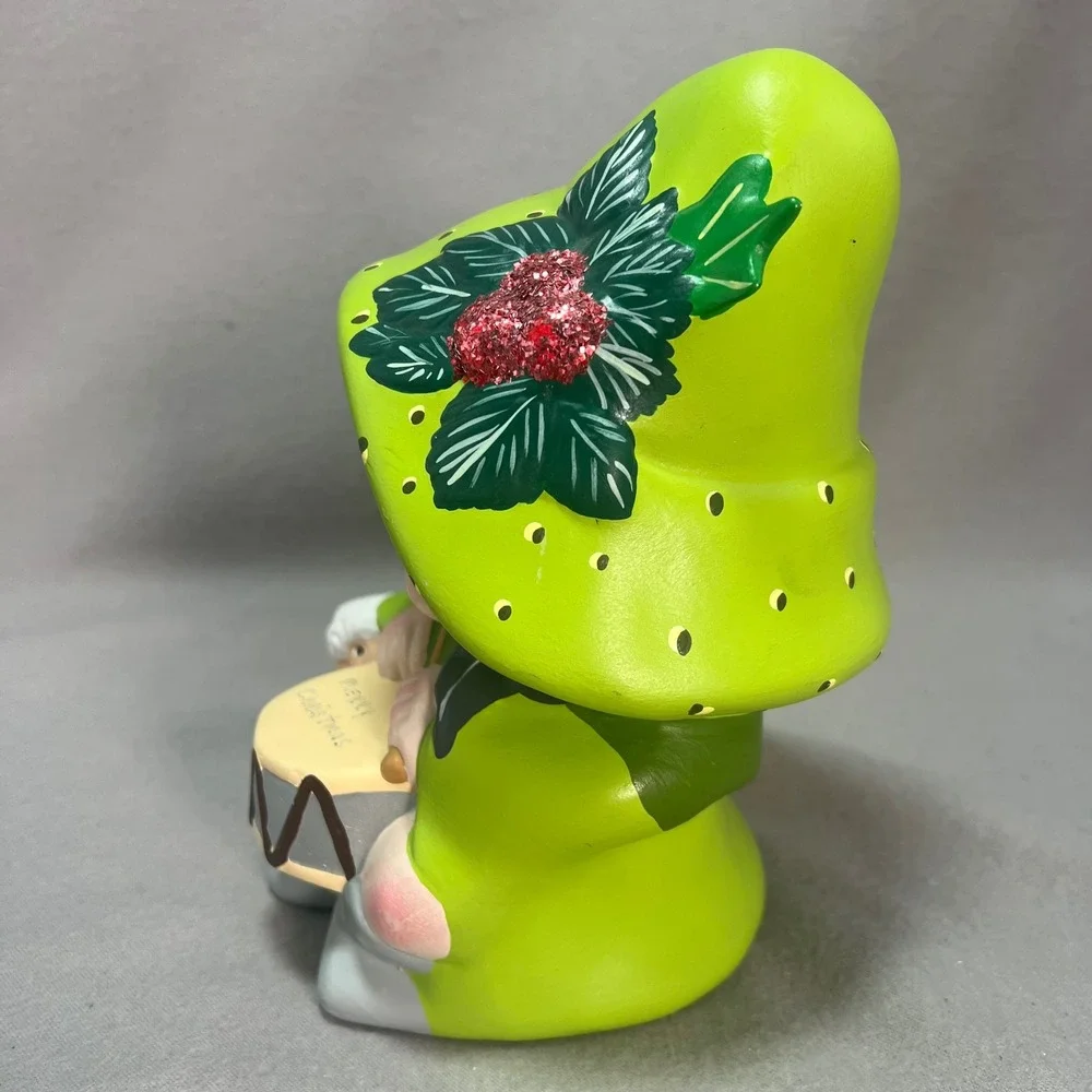 VTG Little Drummer‎ Boy Hobby Ceramic Christmas Figurine Chartreuse Hand Painted